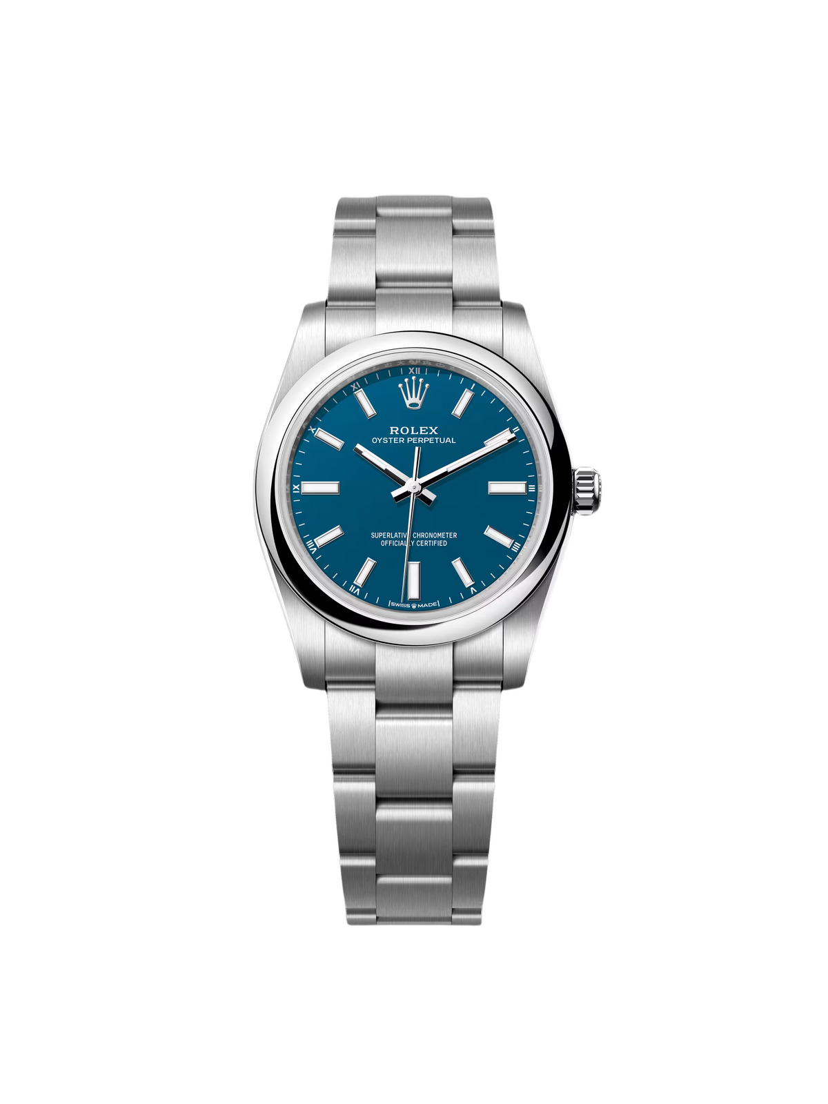 【1:1 Super Clone】 Oyster Perpetual 34mm 124200  Blue Dial Oyster Stainless Steel Bracelet