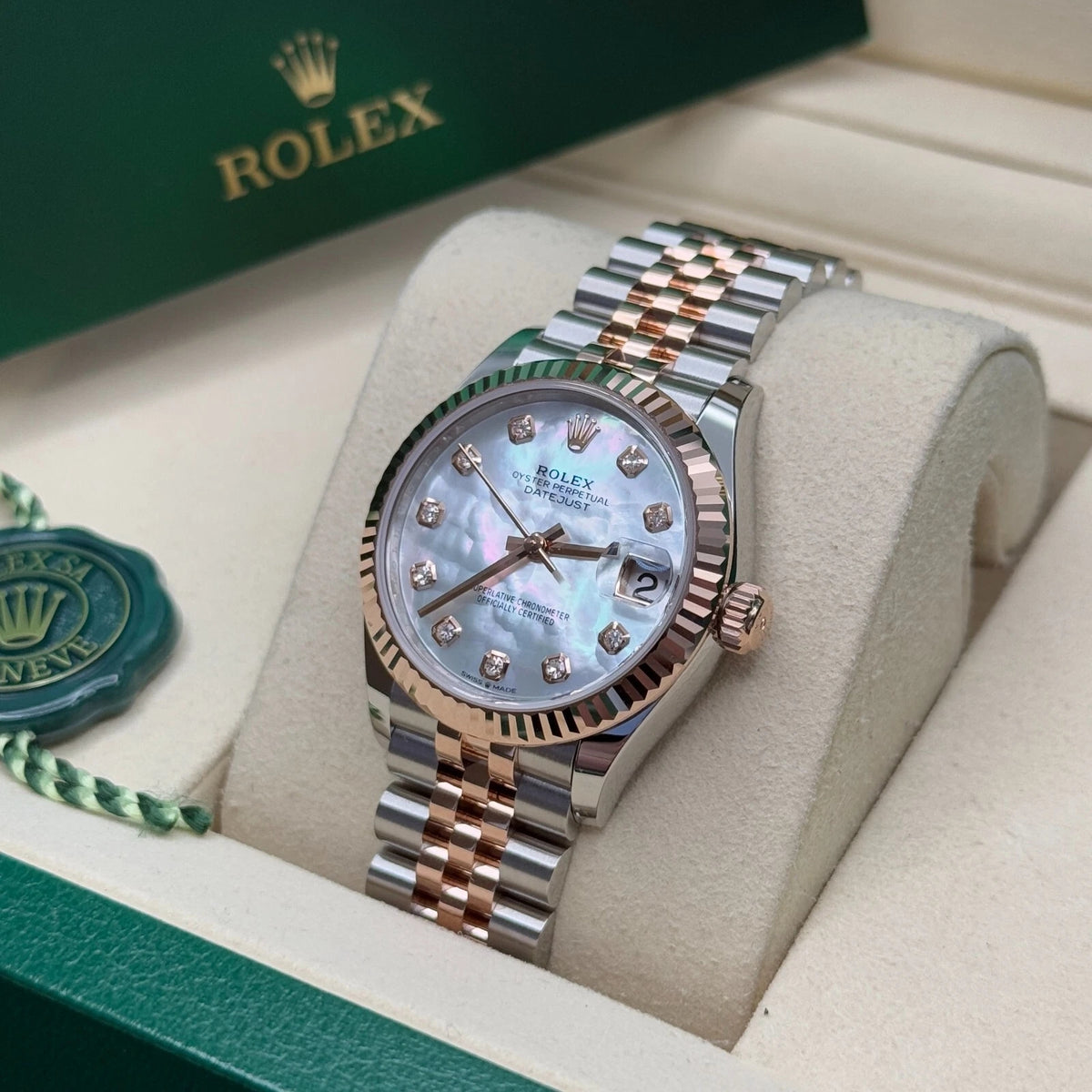 【1:1 Super Clone】 Lady-Datejust 28mm 279171 White Mother Of Pearl Diamond Oyster Stainless Steel and Rose Gold