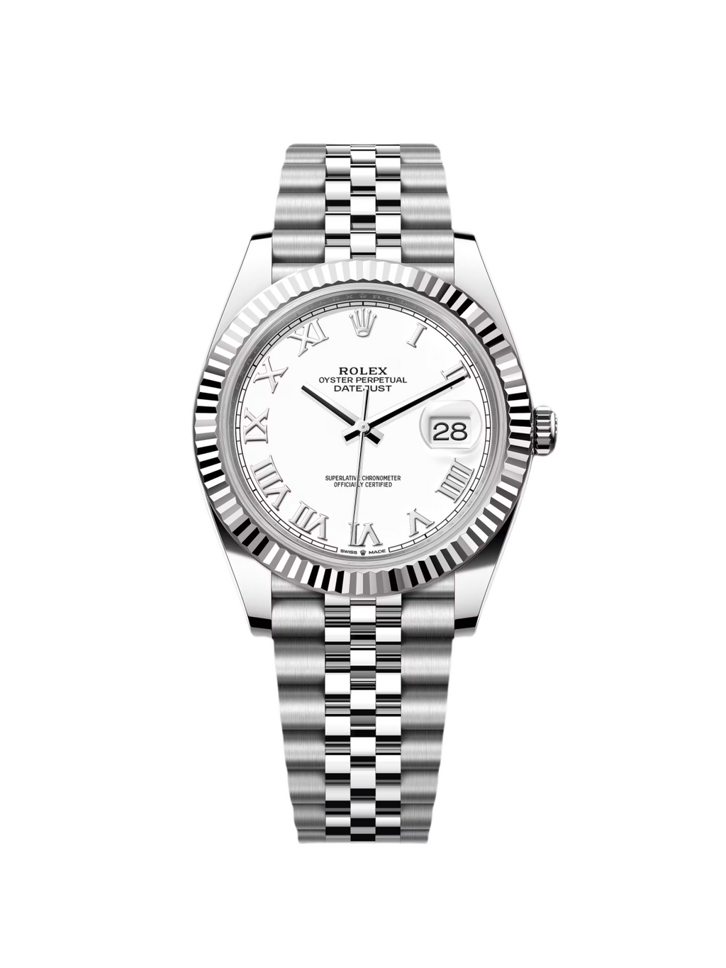 【1:1 Super Clone】  Datejust 41mm 126334 White Roman Oyster Stainless Steel Mens Watch
