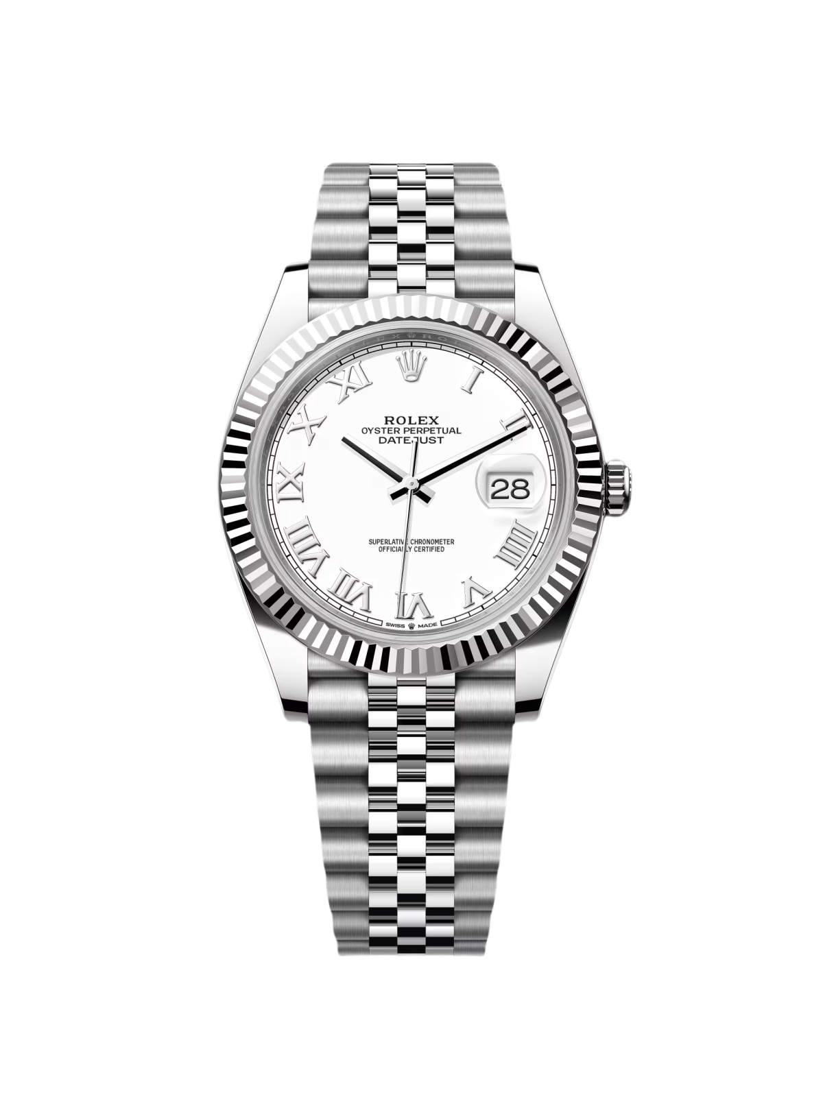 【1:1 Super Clone】  Datejust 41mm 126334 White Roman Oyster Stainless Steel Mens Watch