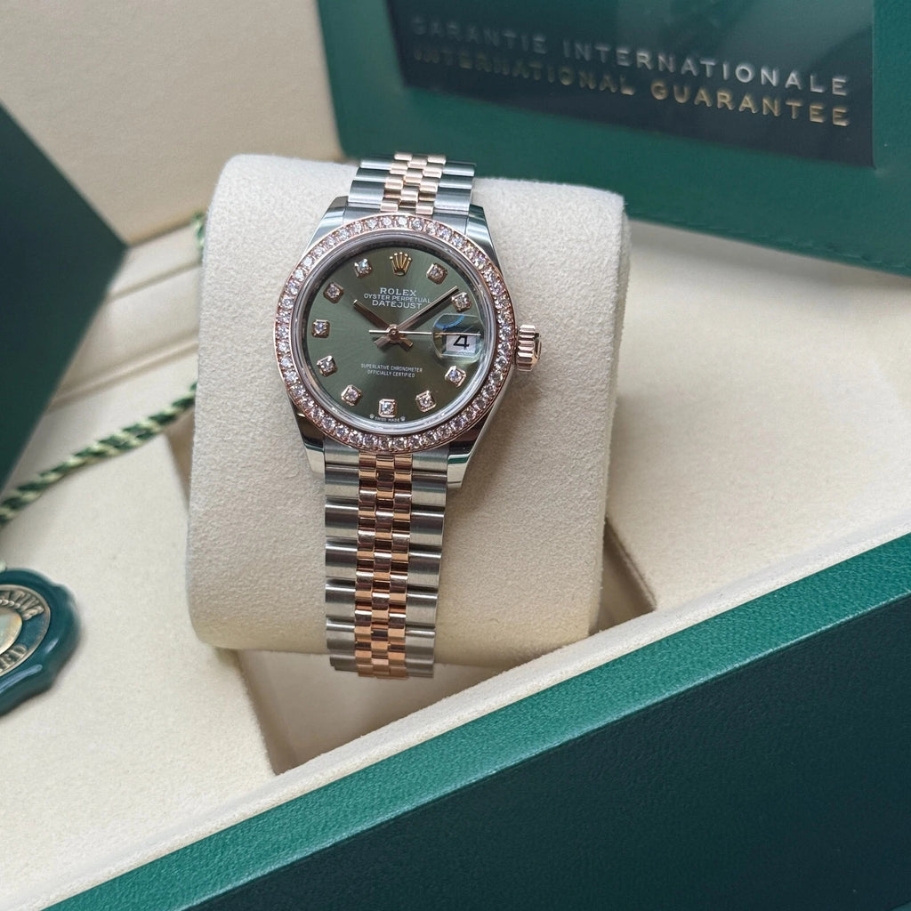 【1:1 Super Clone】 Lady-Datejust 28mm 279381RBR Green Diamond Dial Oyster Bracelet