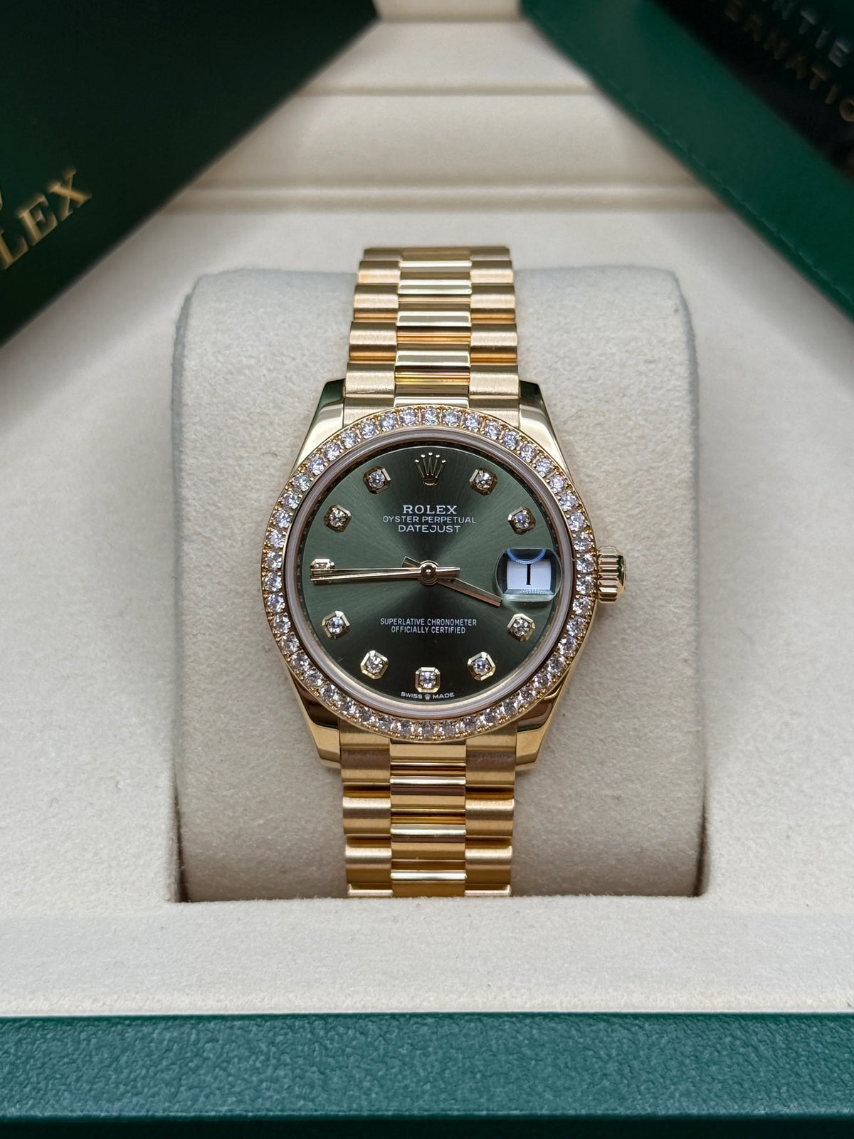 【1:1 Super Clone】 Datejust m278288RBR-0007 Olive Green 31mm Dial President Bracelet Watch