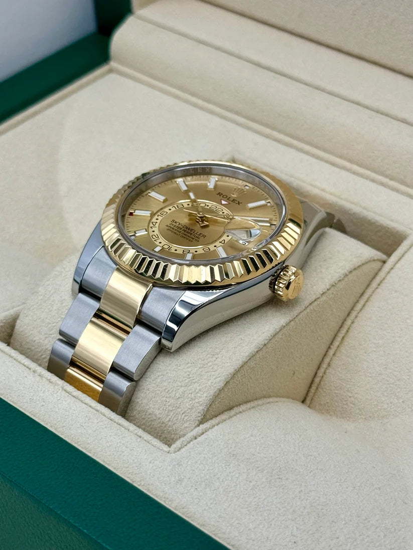 【1:1 Super Clone】  Sky-Dweller 42mm 336933-0001/0002 Two-Tone Yellow Gold Champagne Dial Oyster