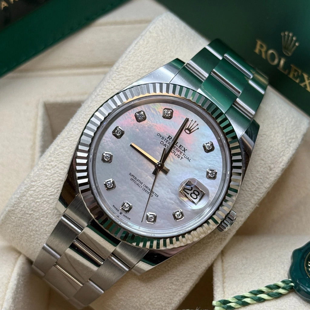 【1:1 Super Clone】  Datejust 41 Mother of Pearl Diamond Stainless Steel Fluted Oyster - 126334