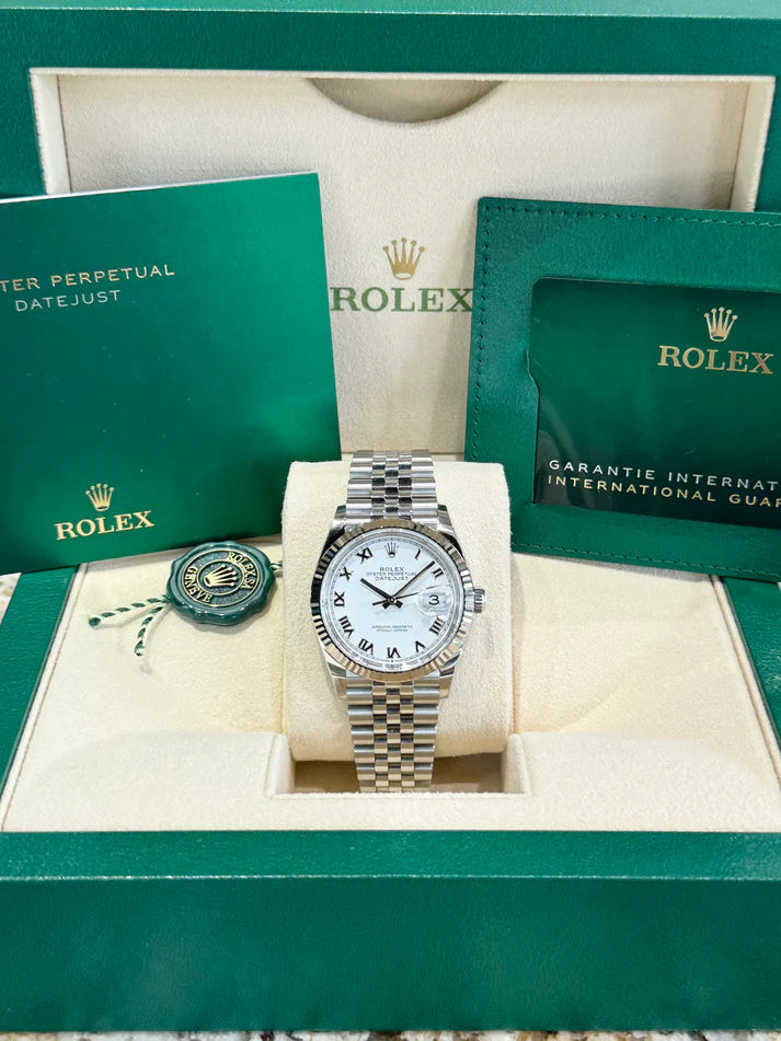 【1:1 Super Clone】  Datejust 36mm 126234 White Roman Dial Oyster Stainless Steel Mens