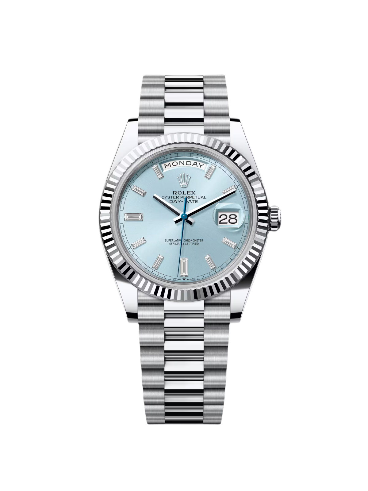 【1:1 Super Clone】  Day-Date "President" 40mm Platinum Ice Blue Baguette Dial - 228236