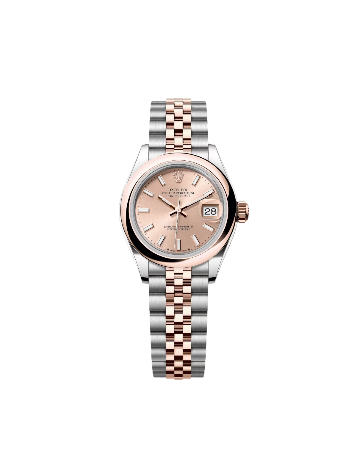 【1:1 Super Clone】 Lady-Datejust 28mm  279161 Rose Stick Dial, Two Tone Stainless Steel & 18K Rose Gold Oyster Bracelet Women's Watch