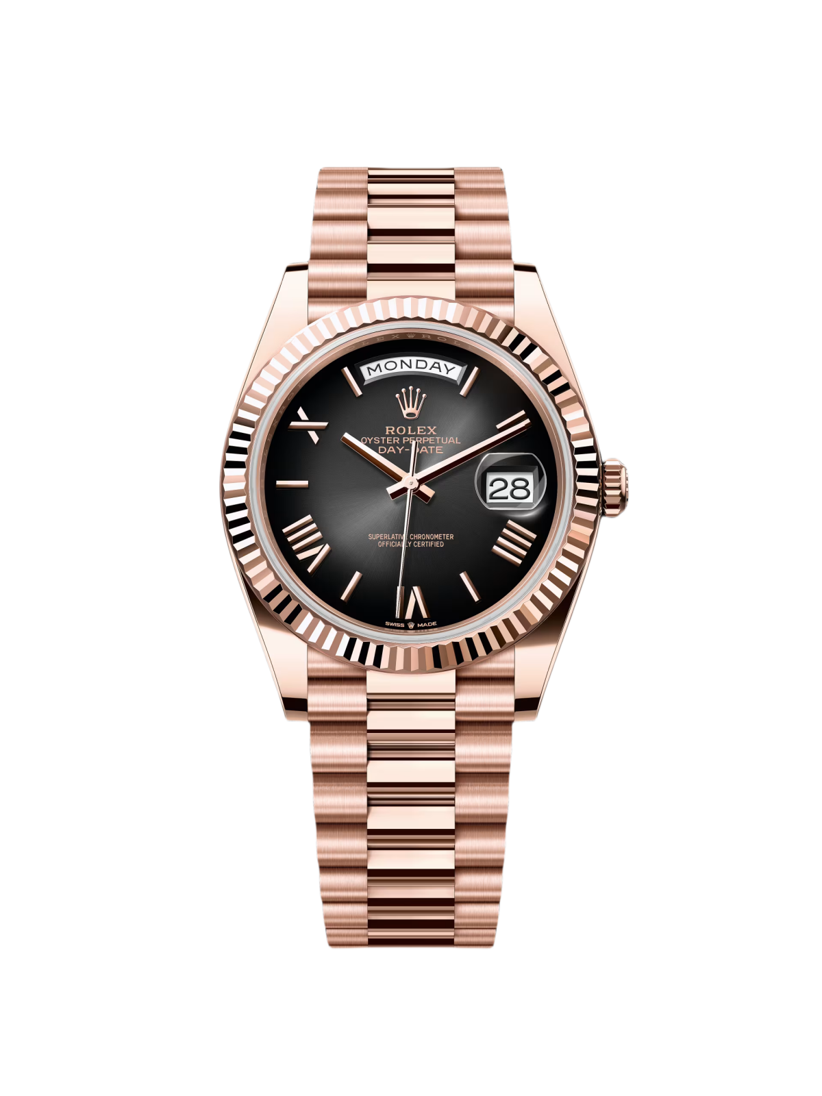 【1:1 Super Clone】  Day-Date "President" 40mm Everose Gold Slate Roman Ombre "Smoke" Dial - 228235