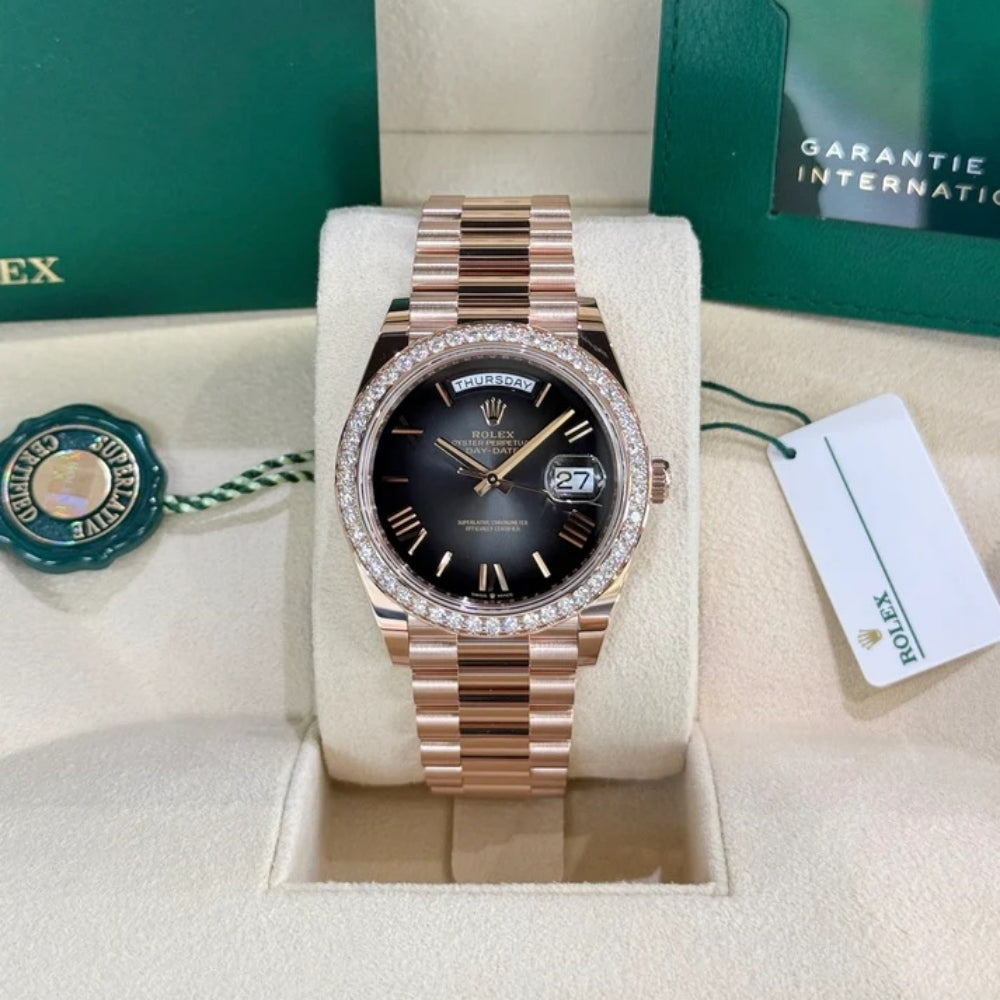 【1:1 Super Clone】  Day-Date 40mm Slate Ombré Dial and Diamond Bezel 228345rbr-0025