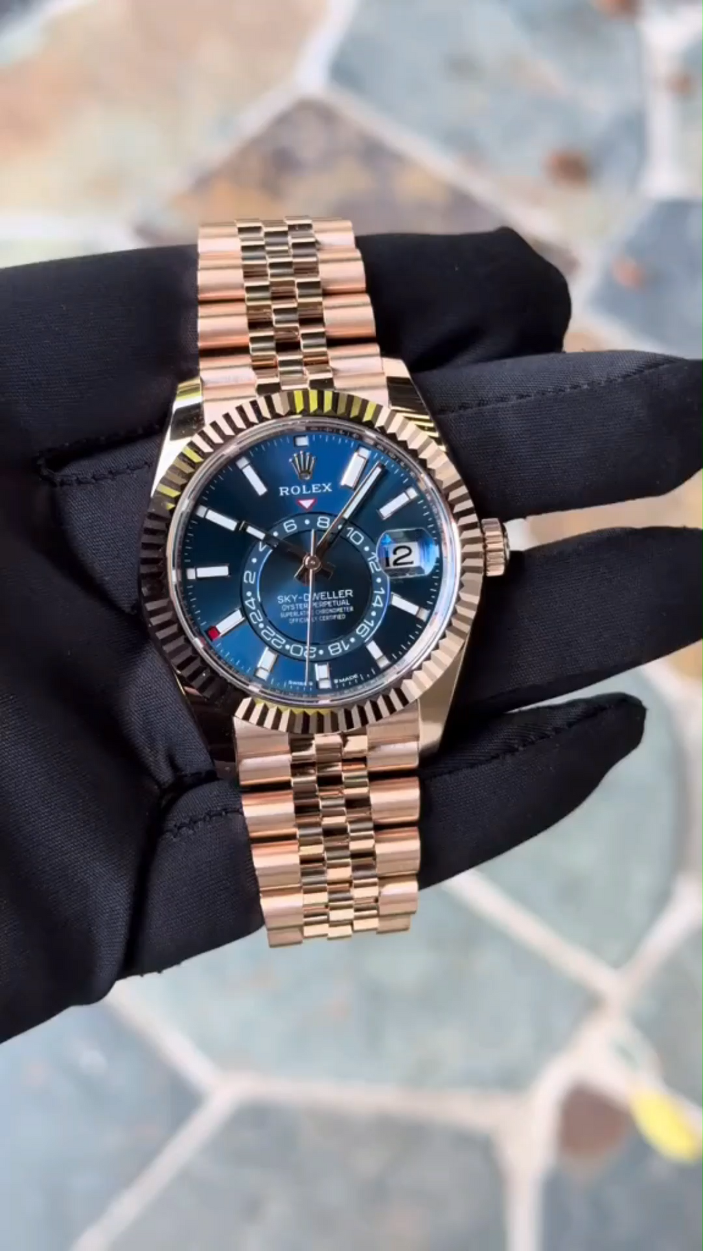 【1:1 Super Clone】  Sky-Dweller 42mm 336935-0001/0005 Rose Gold Blue Dial Oyster