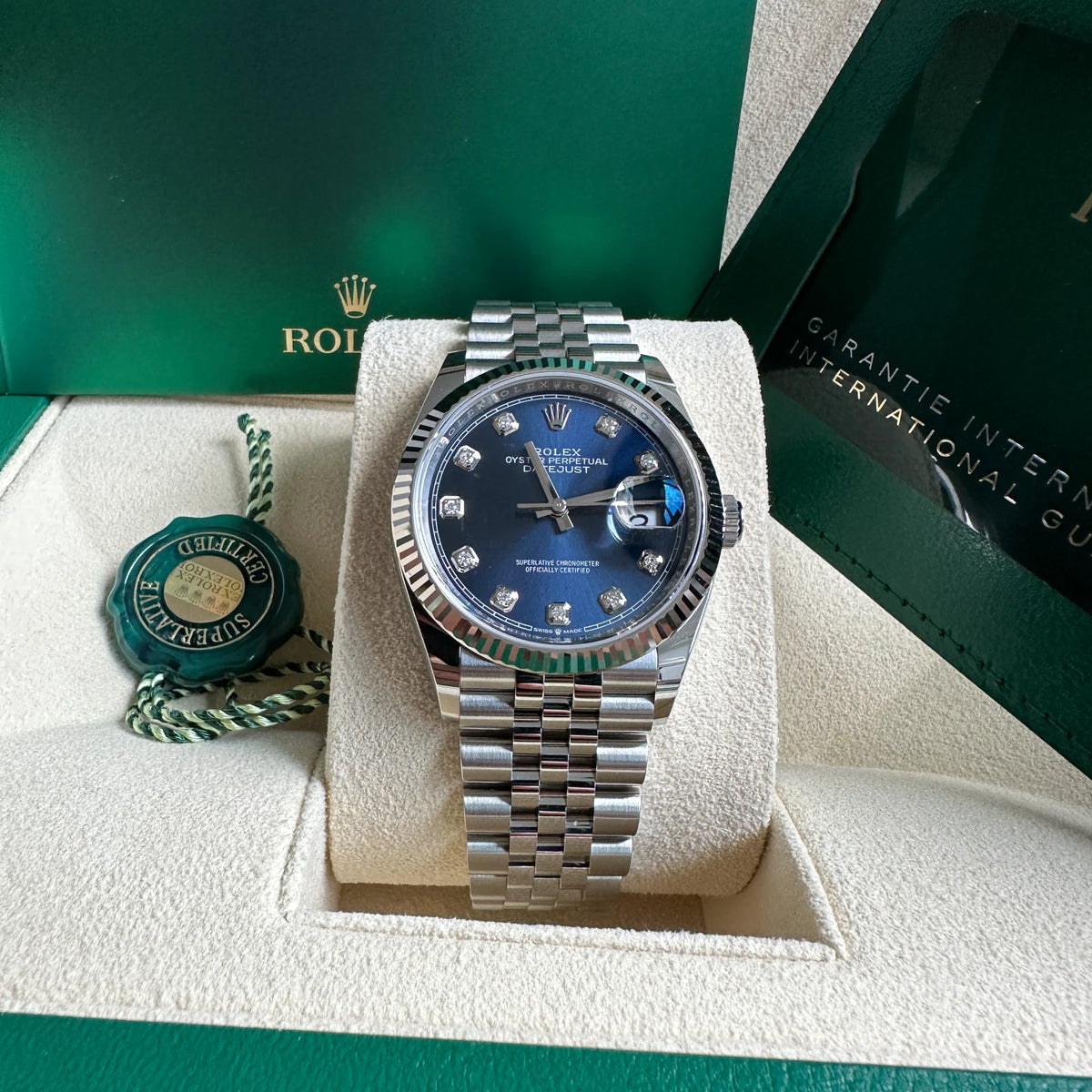【1:1 Super Clone】  Datejust 36mm 126234 Blue Diamond Dial Stainless Steel Jubilee Mens Watch